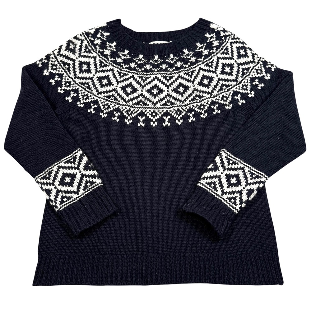 Orvis‎ Sweater Womens Small Navy Blue Fair Isle Wool Cashmere Blend